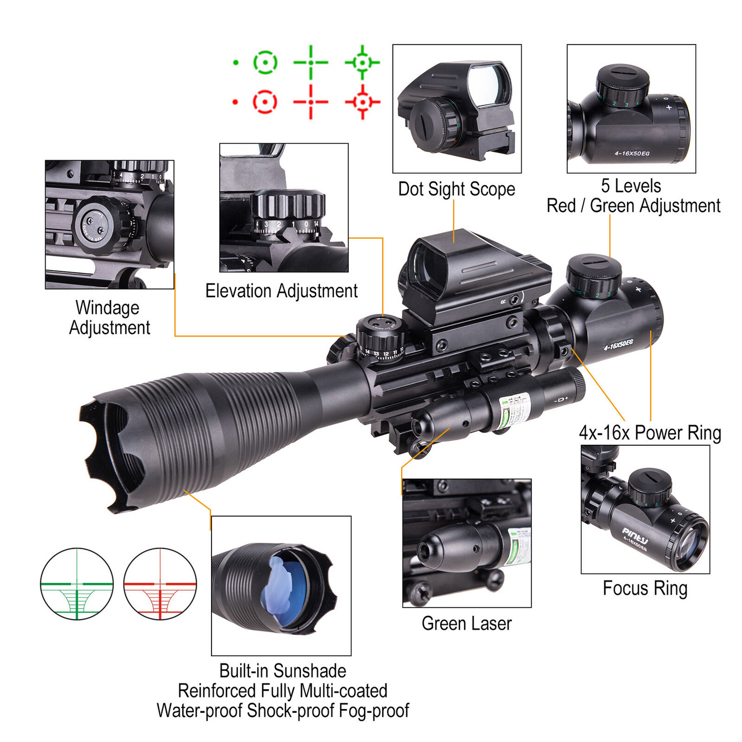 TAC-1: 4-16x50 Illuminated Reticle Scope Package