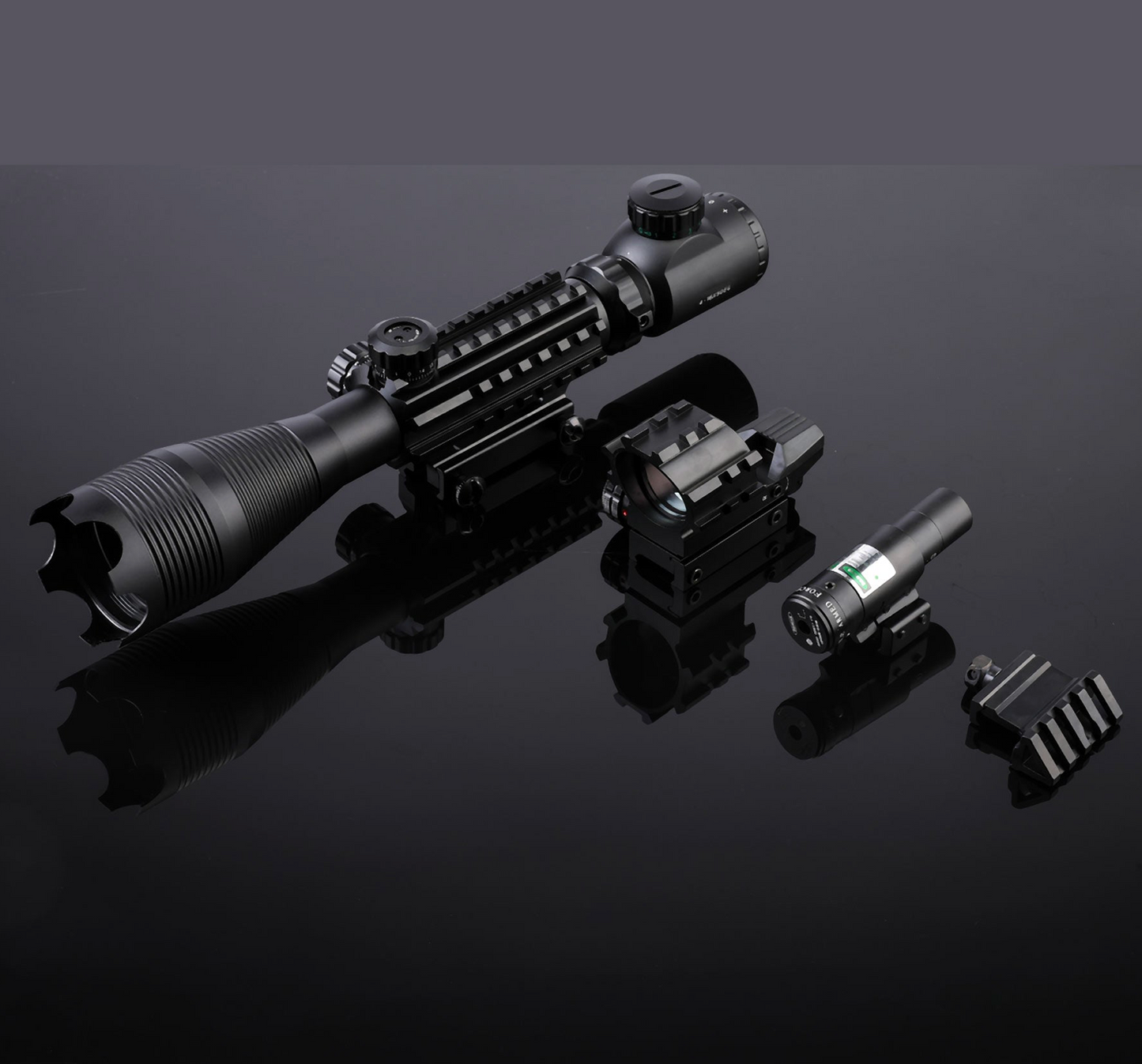 TAC-2: 4 Piece 4-16x50 Illuminated Reticle Scope Package