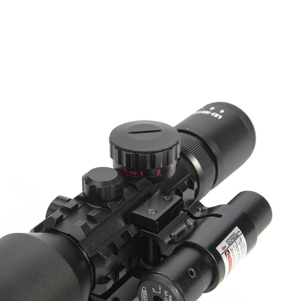 3-10X42E M9 Holographic Sight Scope Wide-field Riflescope with Red Laser and Herring Bone Strutting