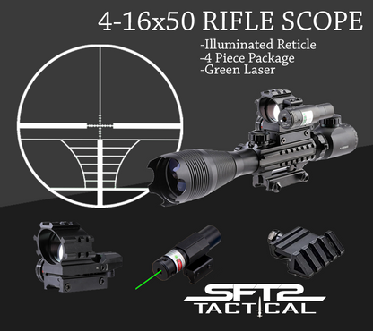 TAC-2: 4 Piece 4-16x50 Illuminated Reticle Scope Package